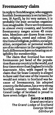 Grand Lodge reply to The Scotsman