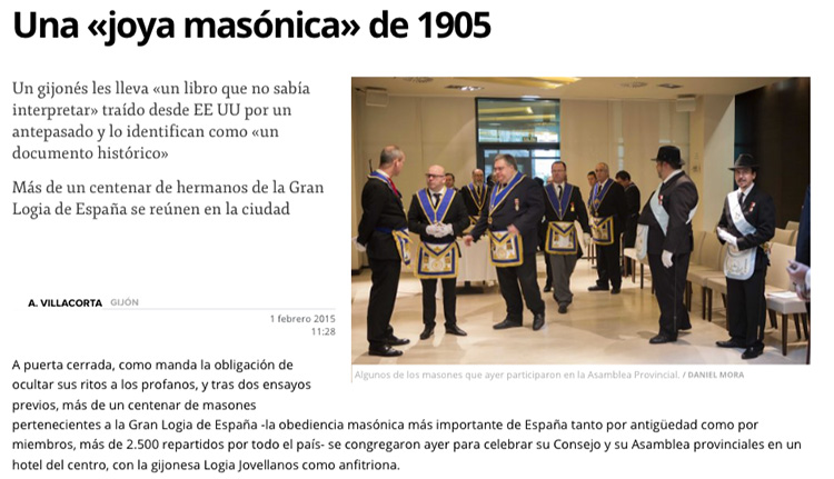 Extracto de la noticia en El Comercio de Gijón el 1 de febrero de 2015