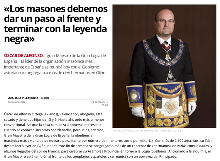 Entrevista al Gran Maestro de La Gran Logia de España en El Comercio