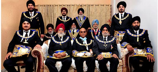 M.W. Bro. Kapil Dev Jyoti Grand Master with members of his Grand Lodge