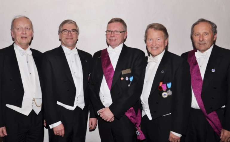 Sangforenings styre ved jubileumsåret 2015.  Fra venstre: Runar Bodahl, Ulf nesle, Arne Øvrebø – Formann, Steinar Aasheim og Arnt Holberg.