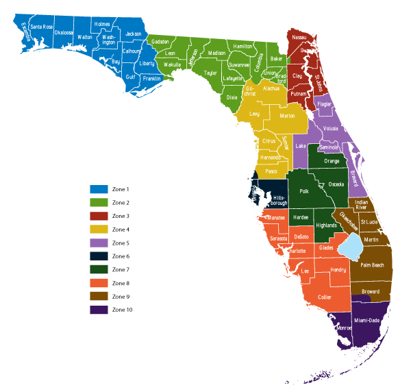 2014 Zone Map of the Grand Lodge of Florida