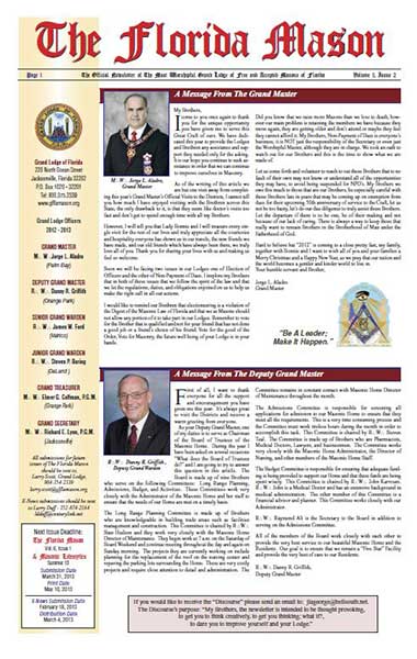 The Florida Masons Magazine published by the Grand Lodge of Florida